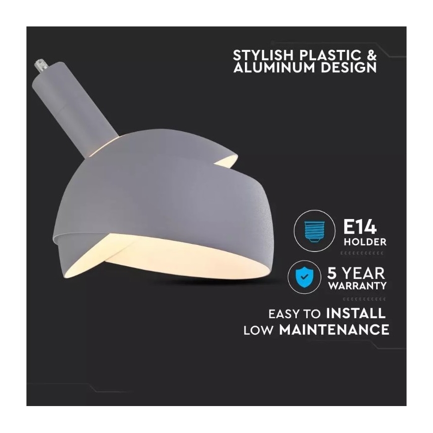 Lestenec na vrvici 1xE14/60W/230V siv