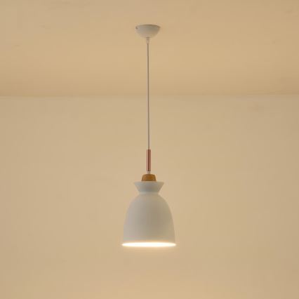 Lestenec na vrvici 1xE27/15W/230V bela pr. 19,5 cm