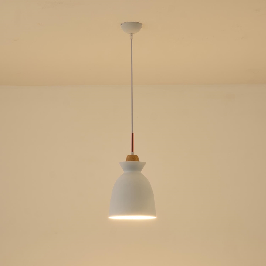 Lestenec na vrvici 1xE27/15W/230V bela pr. 19,5 cm