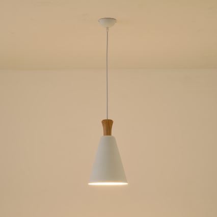 Lestenec na vrvici 1xE27/15W/230V bela pr. 20 cm