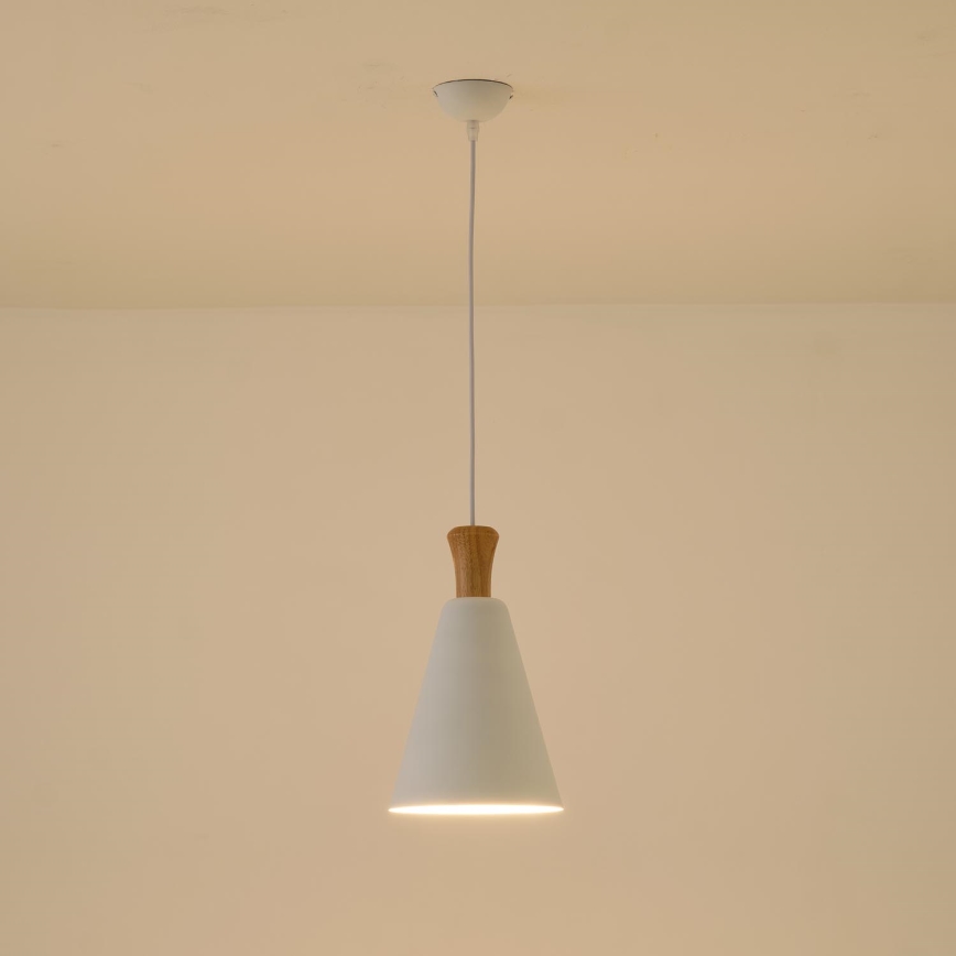 Lestenec na vrvici 1xE27/15W/230V bela pr. 20 cm