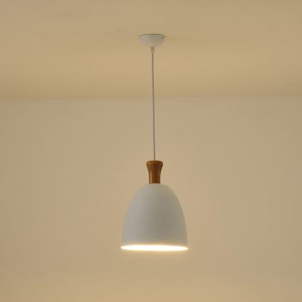 Lestenec na vrvici 1xE27/15W/230V bela pr. 23 cm
