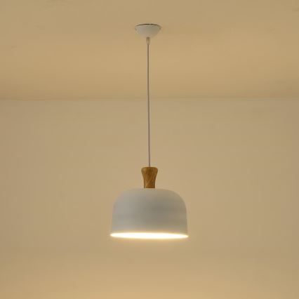 Lestenec na vrvici 1xE27/15W/230V bela pr. 27 cm