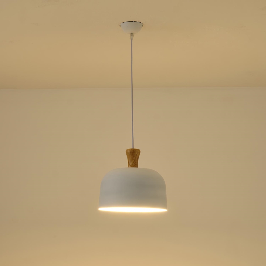 Lestenec na vrvici 1xE27/15W/230V bela pr. 27 cm