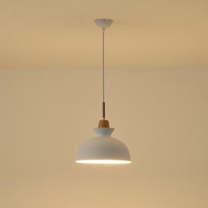 Lestenec na vrvici 1xE27/15W/230V bela pr. 28 cm