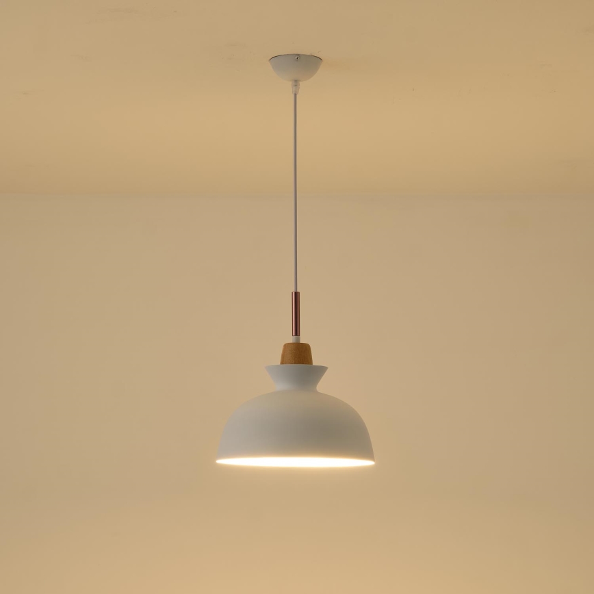 Lestenec na vrvici 1xE27/15W/230V bela pr. 28 cm