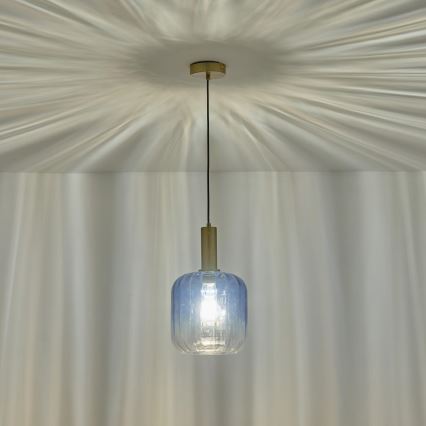 Lestenec na vrvici 1xE27/15W/230V modra/dimna pr. 20 cm