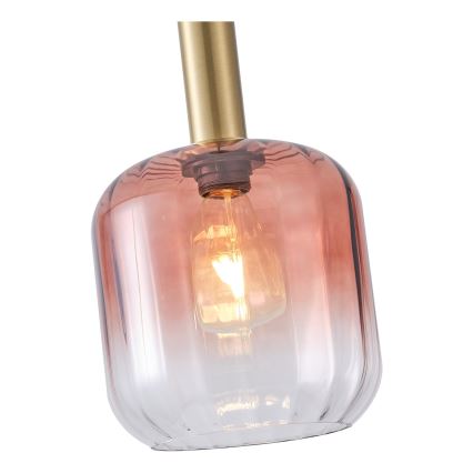 Lestenec na vrvici 1xE27/15W/230V rdeča/dimna pr. 20 cm