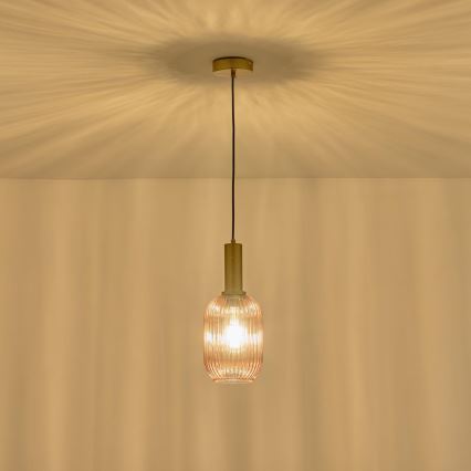 Lestenec na vrvici 1xE27/15W/230V rjava pr. 13 cm