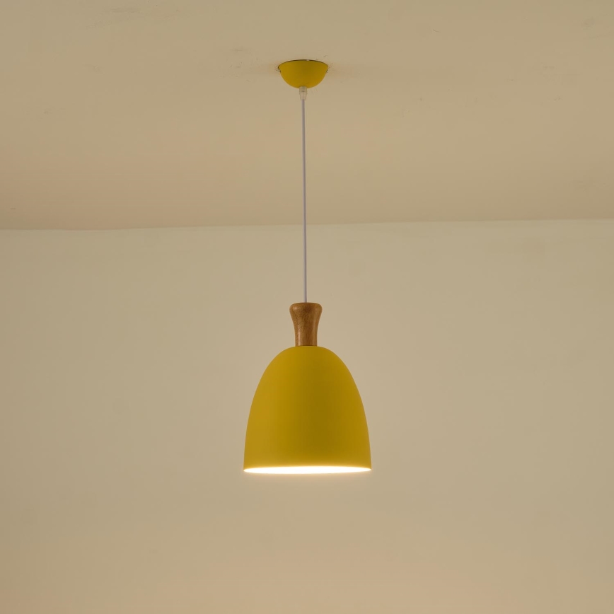 Lestenec na vrvici 1xE27/15W/230V rumena pr. 23 cm