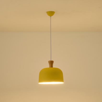 Lestenec na vrvici 1xE27/15W/230V rumena pr. 27 cm