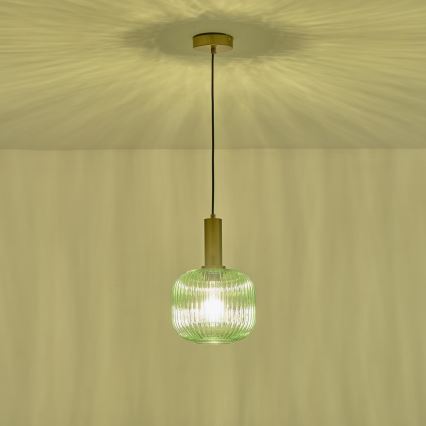 Lestenec na vrvici 1xE27/15W/230V zelena pr. 20 cm
