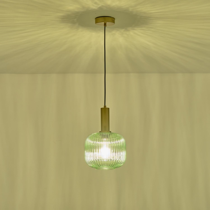 Lestenec na vrvici 1xE27/15W/230V zelena pr. 20 cm