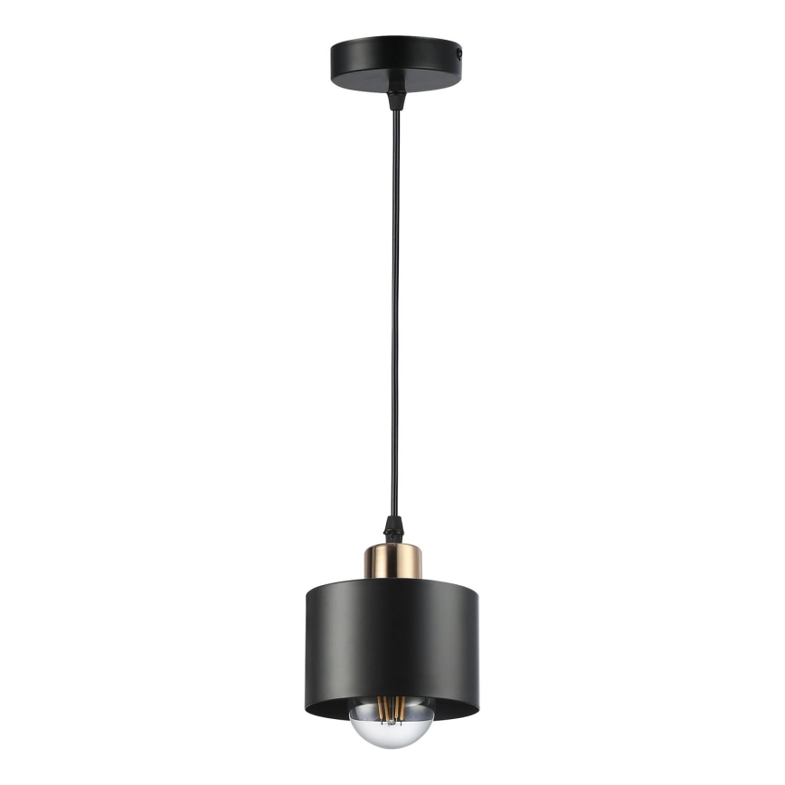 Lestenec na vrvici 1xE27/35W/230V pr. 12 cm črna/zlata