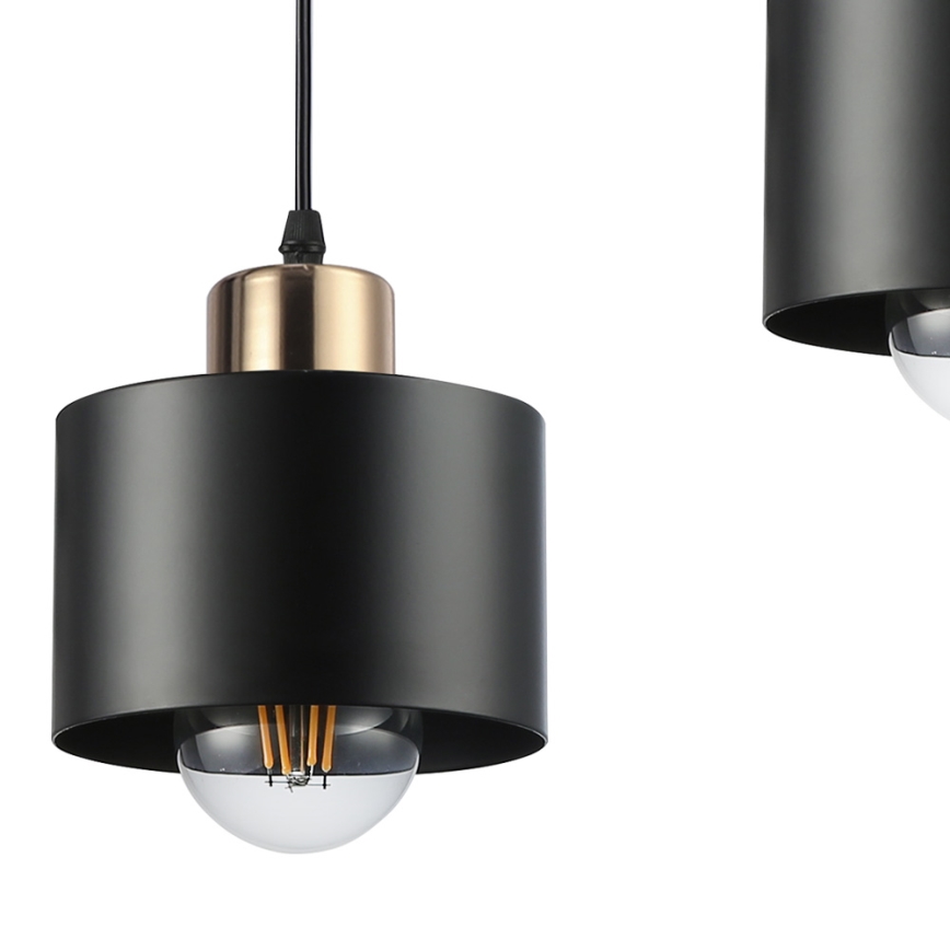 Lestenec na vrvici 1xE27/35W/230V pr. 12 cm črna/zlata