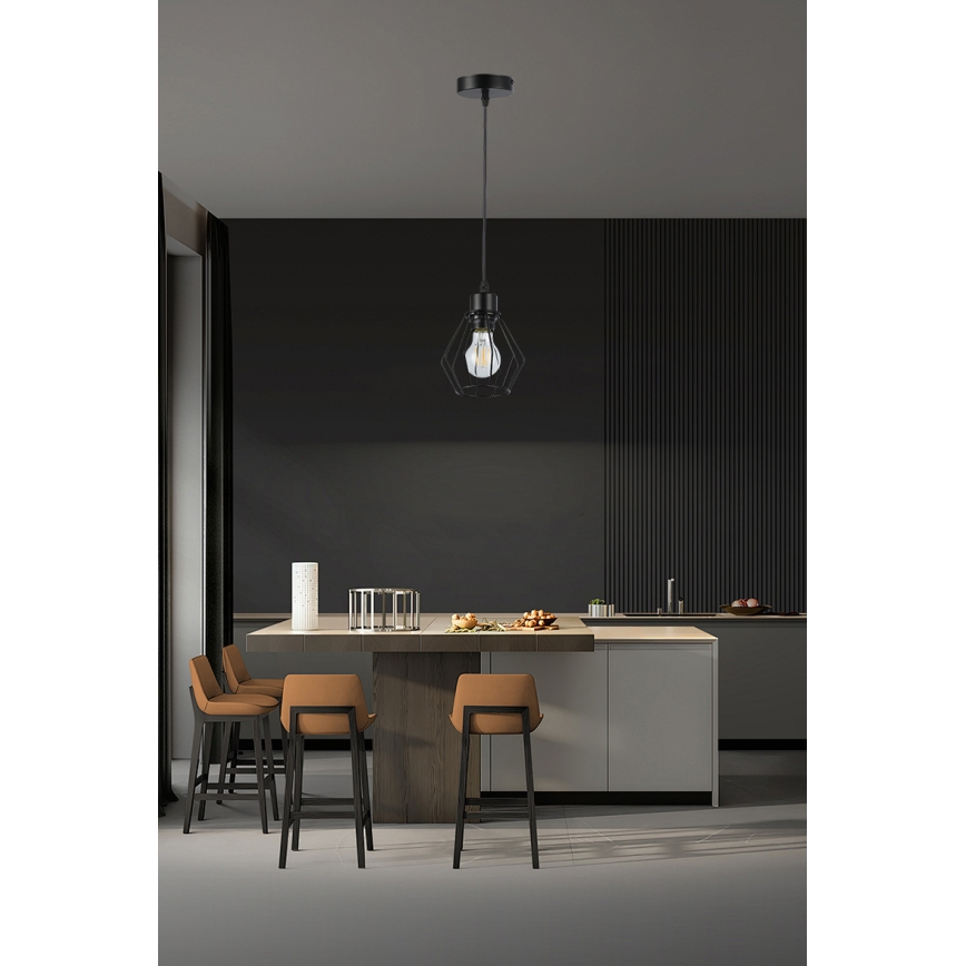 Lestenec na vrvici 1xE27/35W/230V pr. 18 cm črna