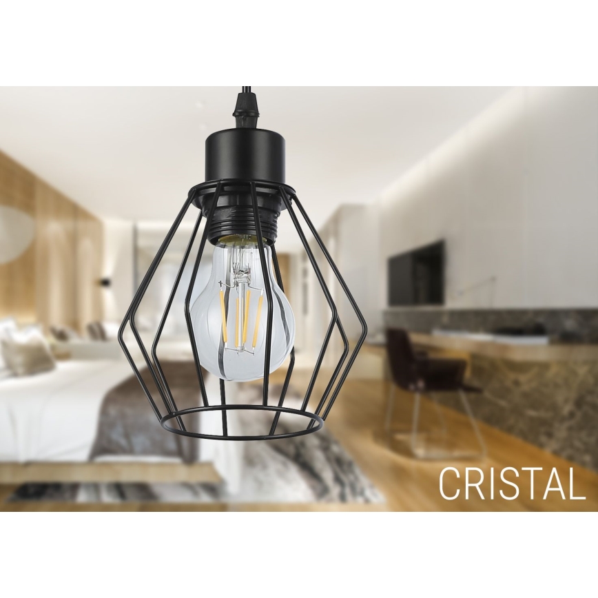 Lestenec na vrvici 1xE27/35W/230V pr. 18 cm črna