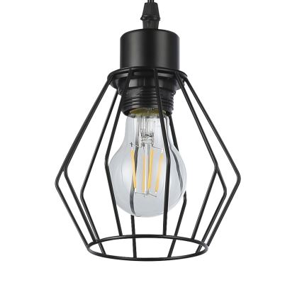 Lestenec na vrvici 1xE27/35W/230V pr. 18 cm črna