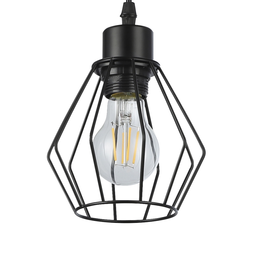 Lestenec na vrvici 1xE27/35W/230V pr. 18 cm črna