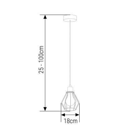 Lestenec na vrvici 1xE27/35W/230V pr. 18 cm črna