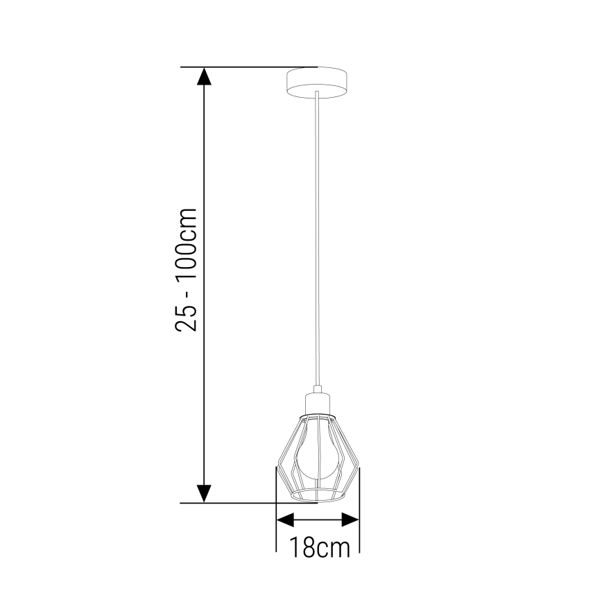 Lestenec na vrvici 1xE27/35W/230V pr. 18 cm črna