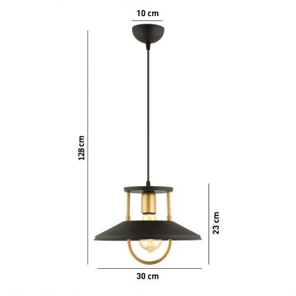 Lestenec na vrvici 1xE27/40W/230V črna/zlata