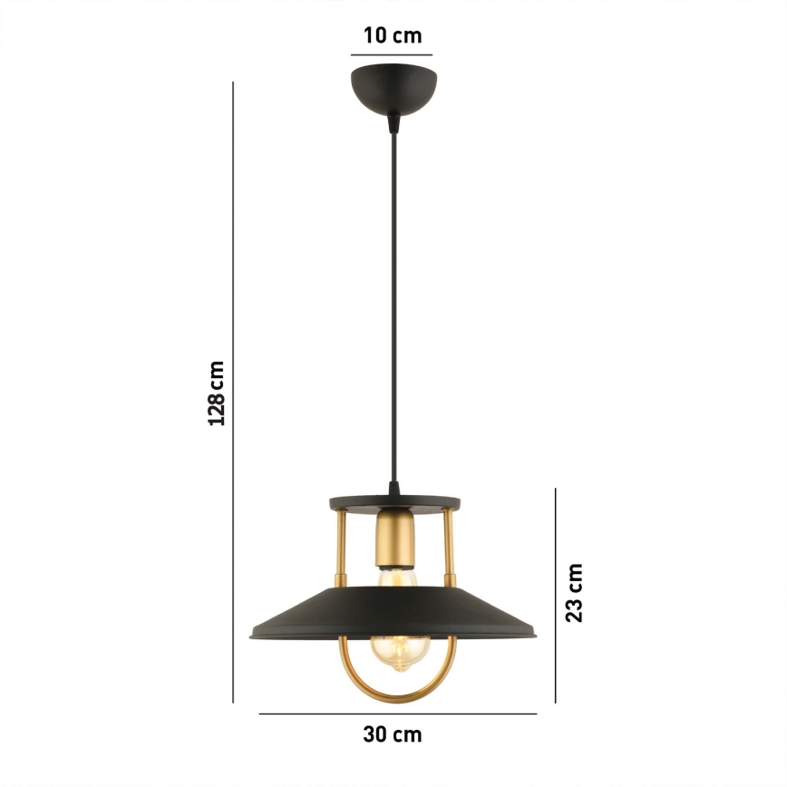 Lestenec na vrvici 1xE27/40W/230V črna/zlata