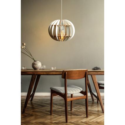 Lestenec na vrvici 1xE27/60W/230V bela pr. 20 cm