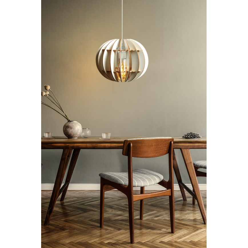 Lestenec na vrvici 1xE27/60W/230V bela pr. 20 cm