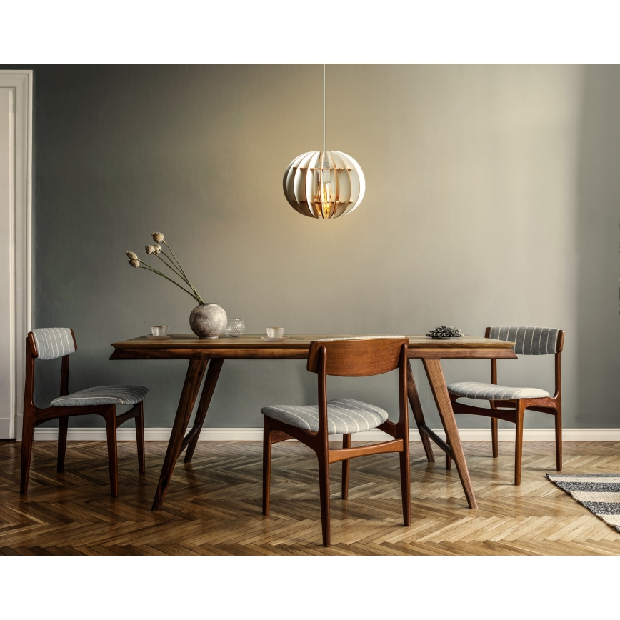 Lestenec na vrvici 1xE27/60W/230V bela pr. 20 cm