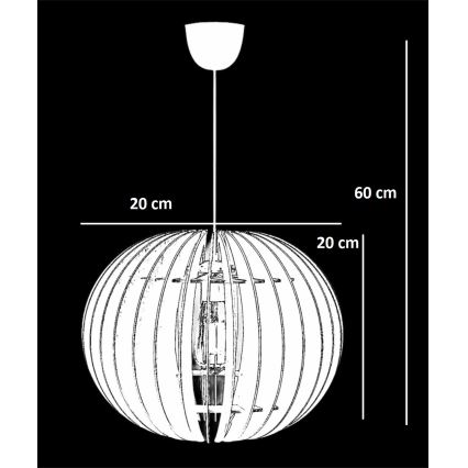 Lestenec na vrvici 1xE27/60W/230V bela pr. 20 cm