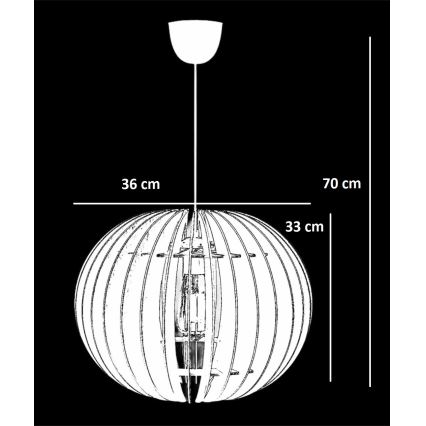 Lestenec na vrvici 1xE27/60W/230V bela pr. 36 cm