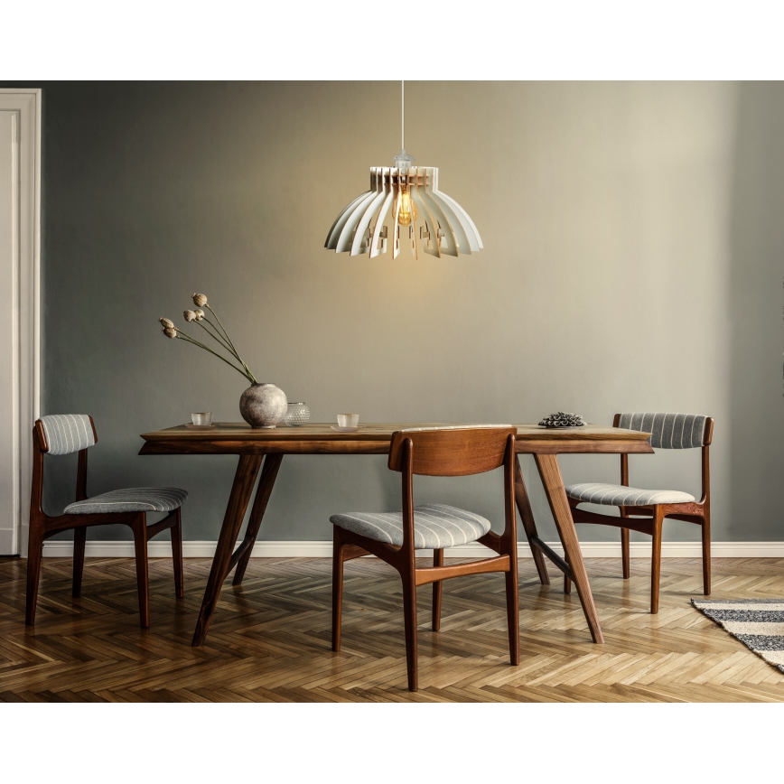 Lestenec na vrvici 1xE27/60W/230V bela pr. 39 cm