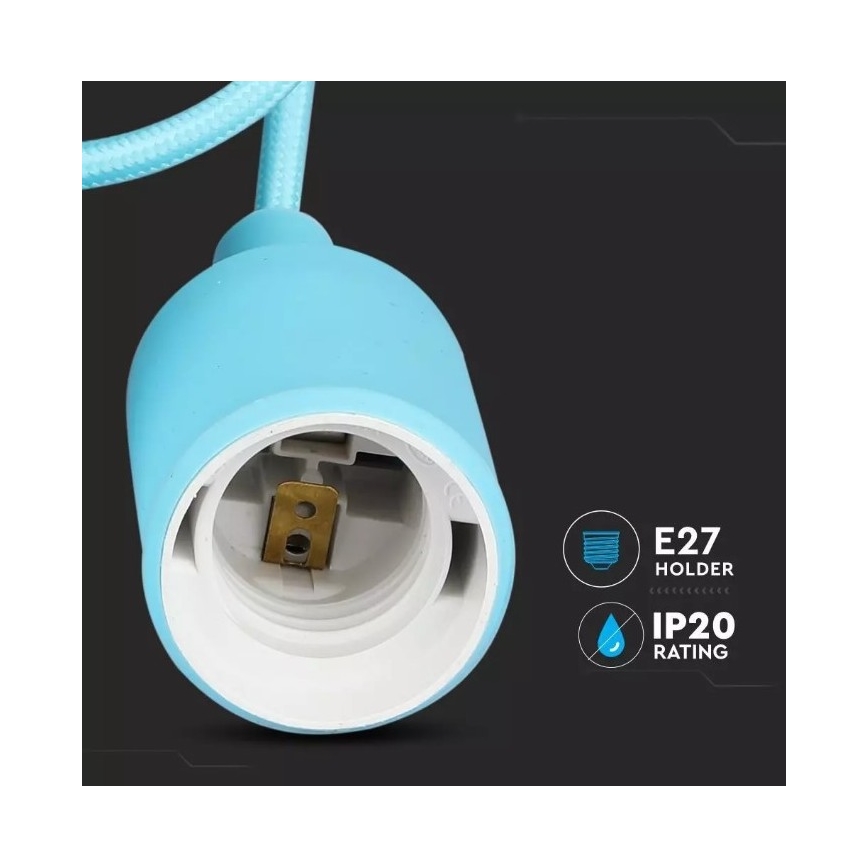 Lestenec na vrvici 1xE27/60W/230V moder