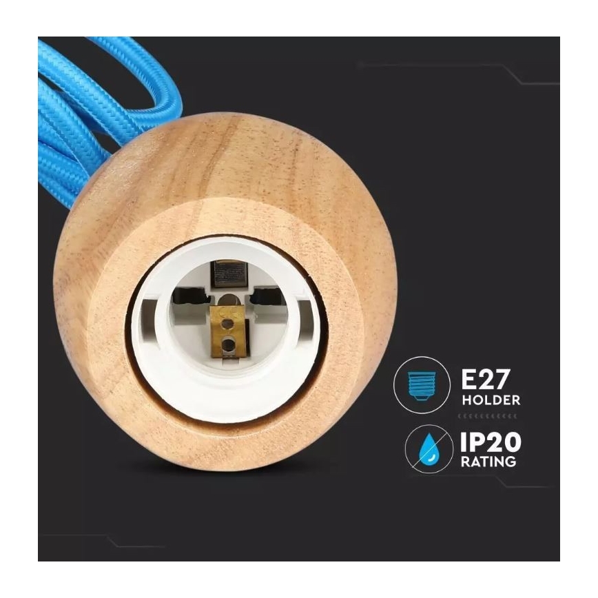 Lestenec na vrvici 1xE27/60W/230V modra