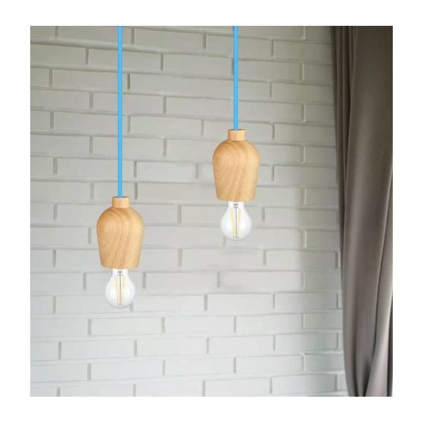 Lestenec na vrvici 1xE27/60W/230V modra