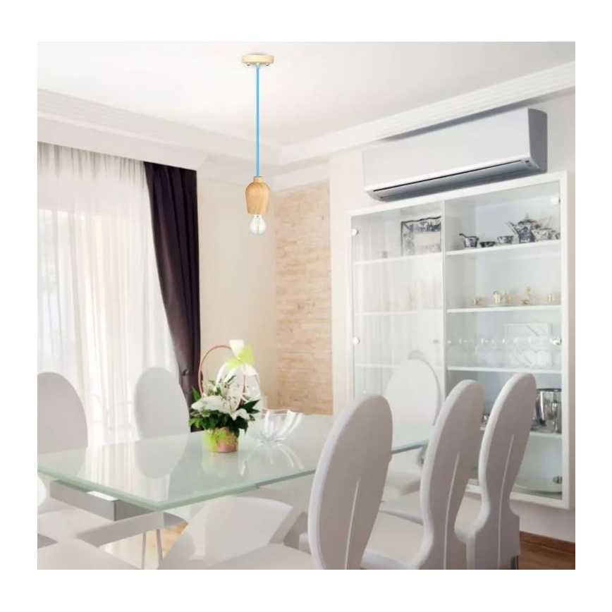 Lestenec na vrvici 1xE27/60W/230V modra