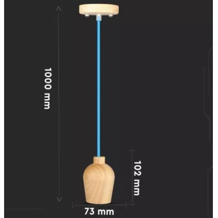 Lestenec na vrvici 1xE27/60W/230V modra