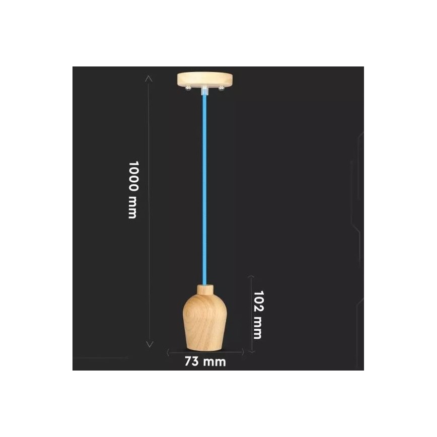 Lestenec na vrvici 1xE27/60W/230V modra