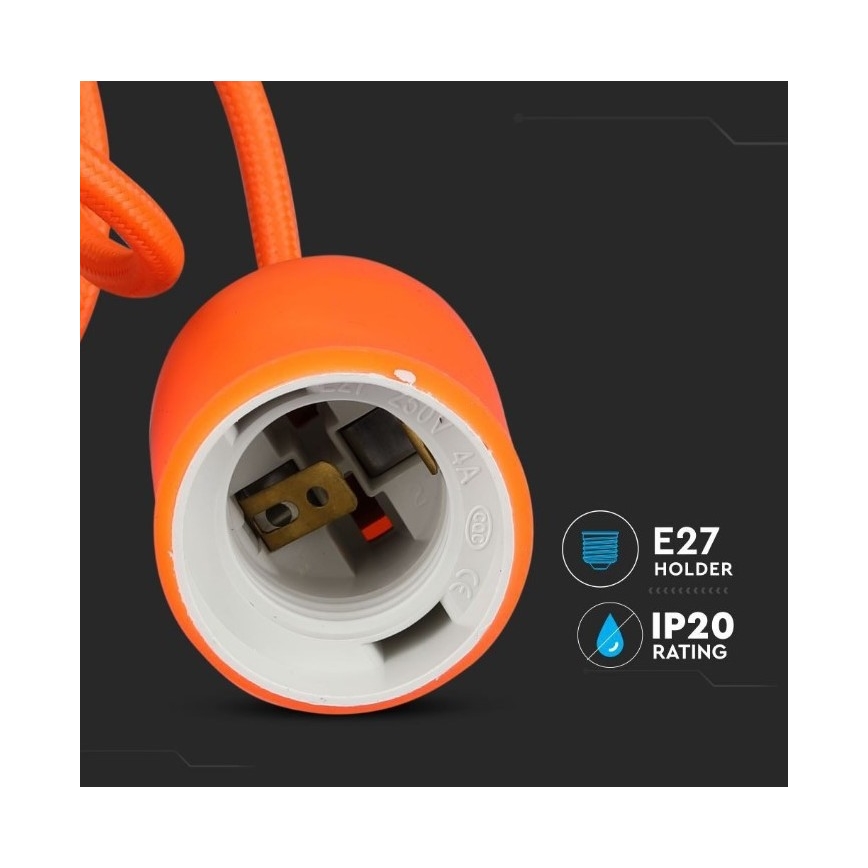 Lestenec na vrvici 1xE27/60W/230V oranžna