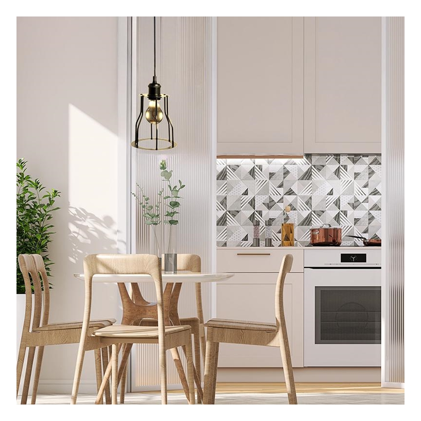 Lestenec na vrvici 1xE27/60W/230V pr. 15 cm črna