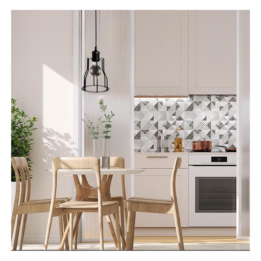 Lestenec na vrvici 1xE27/60W/230V pr. 15 cm črna