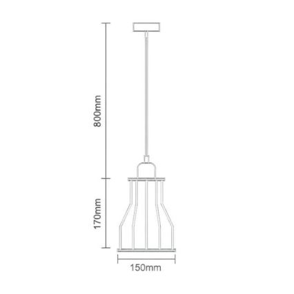 Lestenec na vrvici 1xE27/60W/230V pr. 15 cm črna