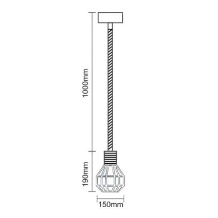 Lestenec na vrvici 1xE27/60W/230V pr. 15 cm