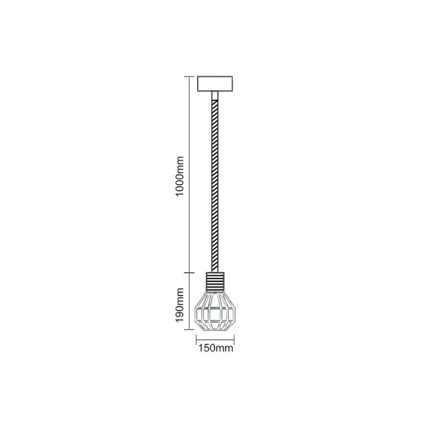 Lestenec na vrvici 1xE27/60W/230V pr. 15 cm