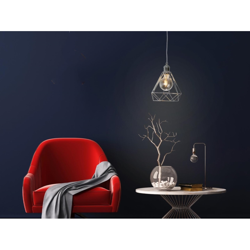 Lestenec na vrvici 1xE27/60W/230V pr. 22 cm sijajni krom