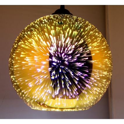 Lestenec na vrvici 1xE27/60W/230V pr. 30 cm zlata