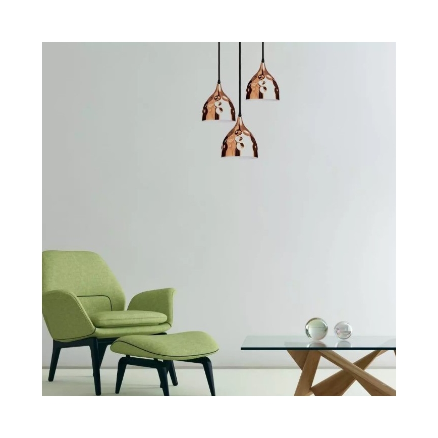 Lestenec na vrvici 1xE27/60W/230V rosegold
