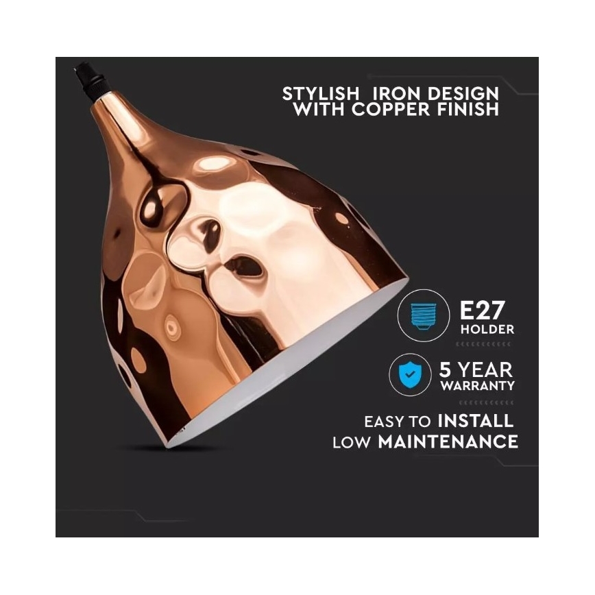 Lestenec na vrvici 1xE27/60W/230V rosegold