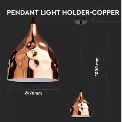Lestenec na vrvici 1xE27/60W/230V rosegold